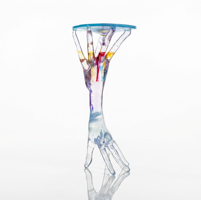 The Obsidian Grasp Hand-Cast Resin Sculptural Side Table